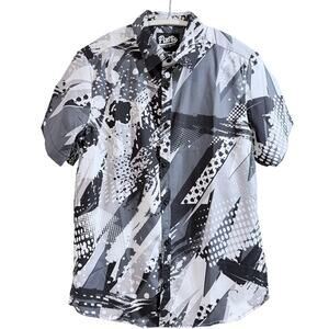 Publife Button-down Short Sleeve Shirt Black/White |Small
